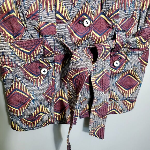 Anthropologie Elevenses Geo Safari Vest Women Size Small Utility Pockets Belt - Picture 7 of 12